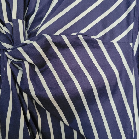 Zara Blue and White Striped Knotted Shirt Dress - Picture 4 of 5